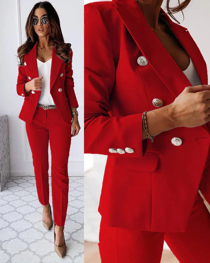 Lyla tailored blazer set for women, professional two-piece suit with matching trousers, elegant business style