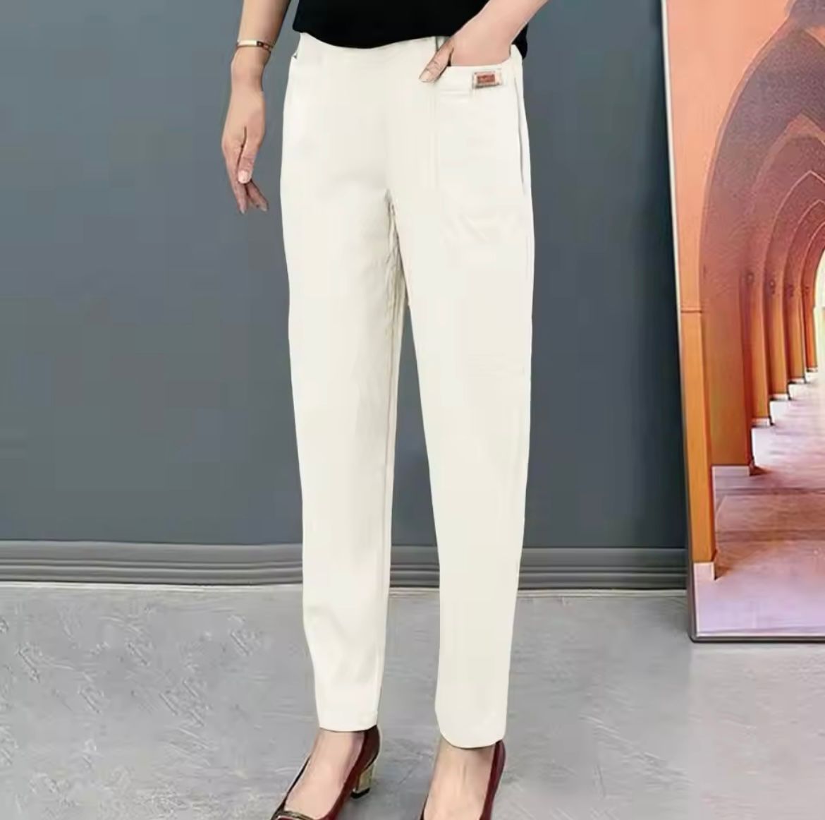 Women's relaxed fit cotton pants soft breathable everyday comfort clean versatile silhouette