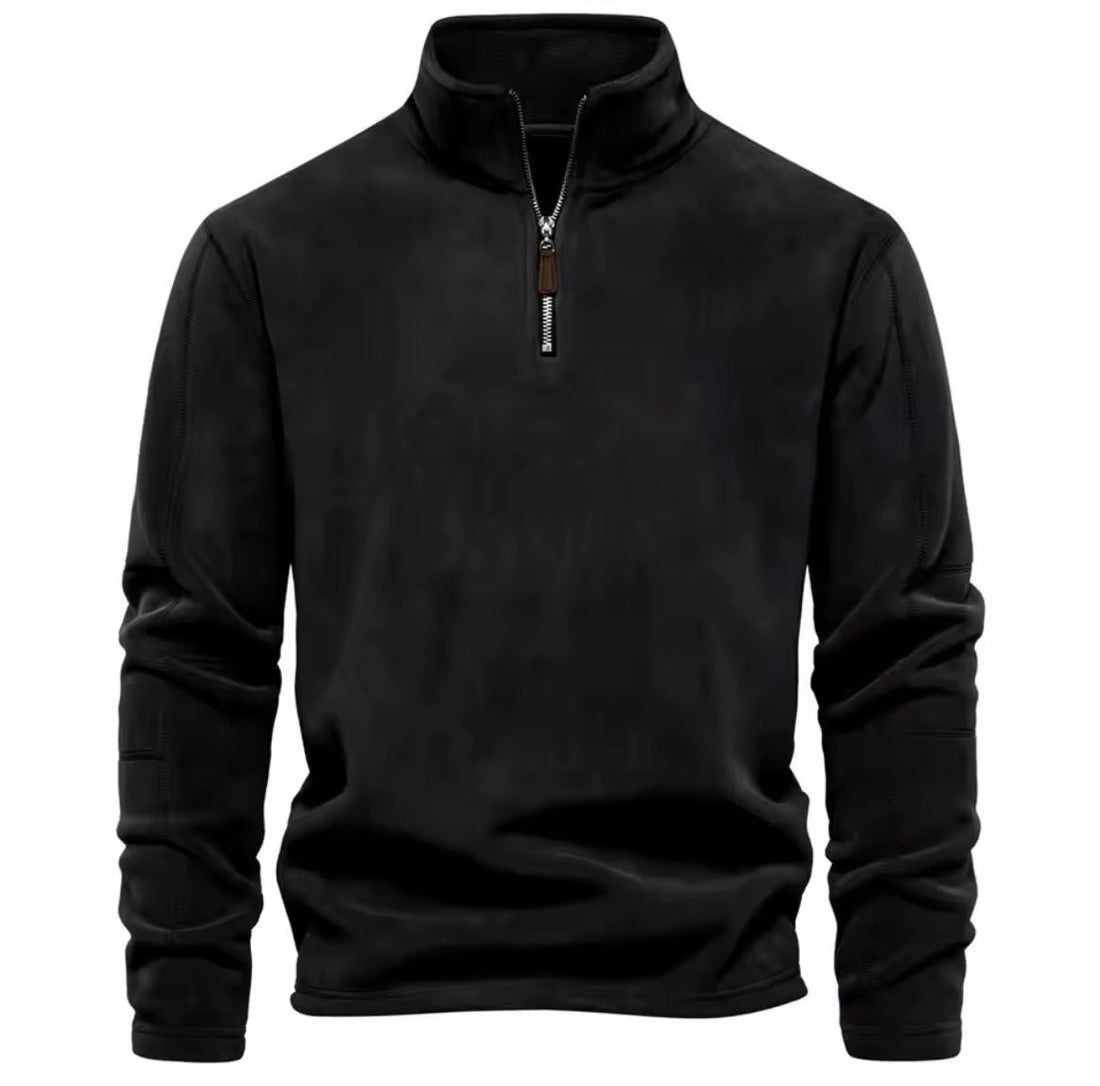 Men's Allen half-zip fleece sweater soft warm layering pullover with adjustable zip neckline