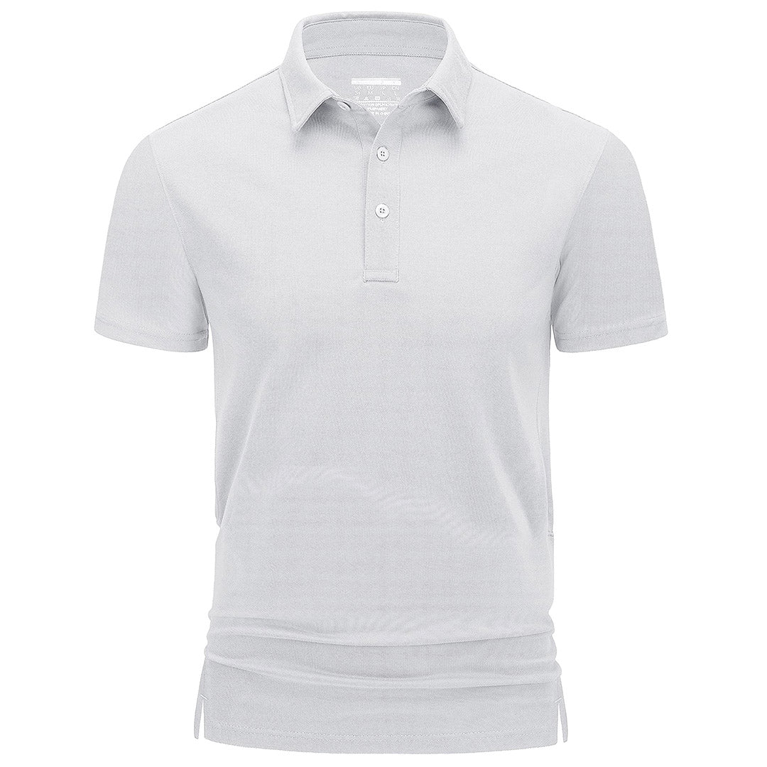Men's quick-dry golf polo shirt breathable cotton blend with light stretch for active outdoor wear