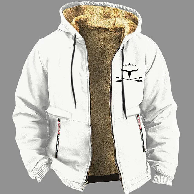 Dark work hoodie jacket with rugged outer layer, cozy lining, and relaxed fit for tradesmen mobility