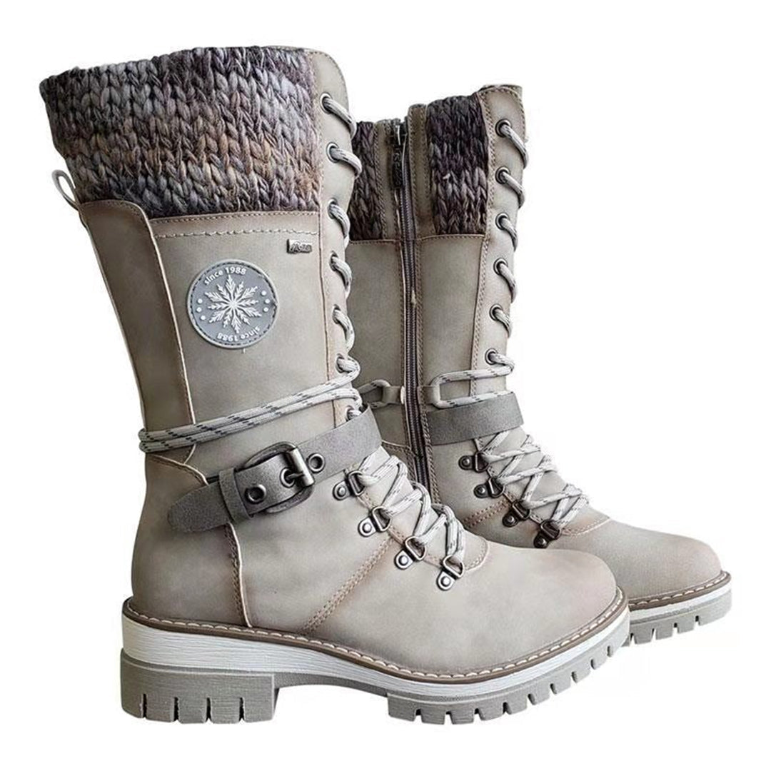 Women's Brooklyn lace-up winter boots with knit cuff, tall silhouette, side zip, cozy cold-weather style