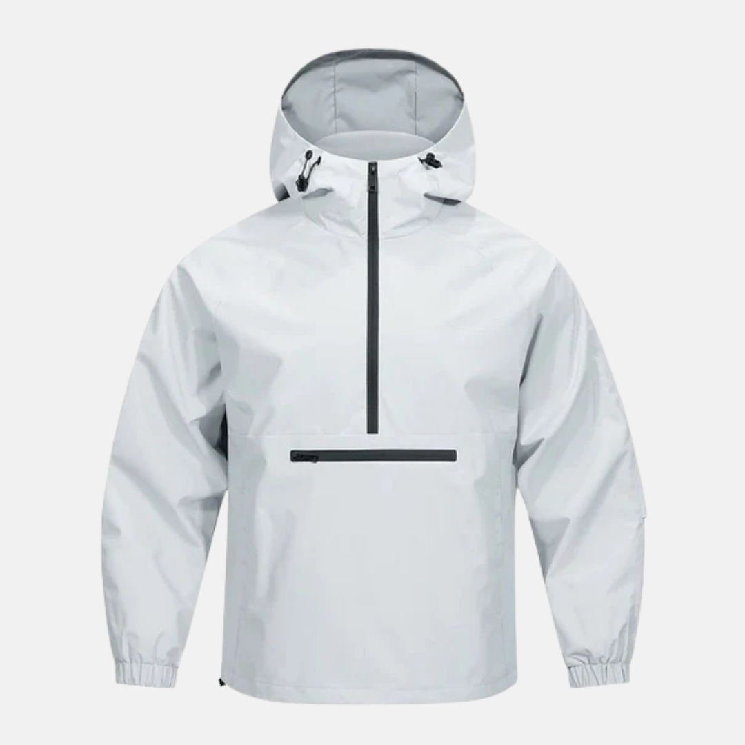 Men's woven blend anorak jacket hooded high neck loose fit hip length urban casual style