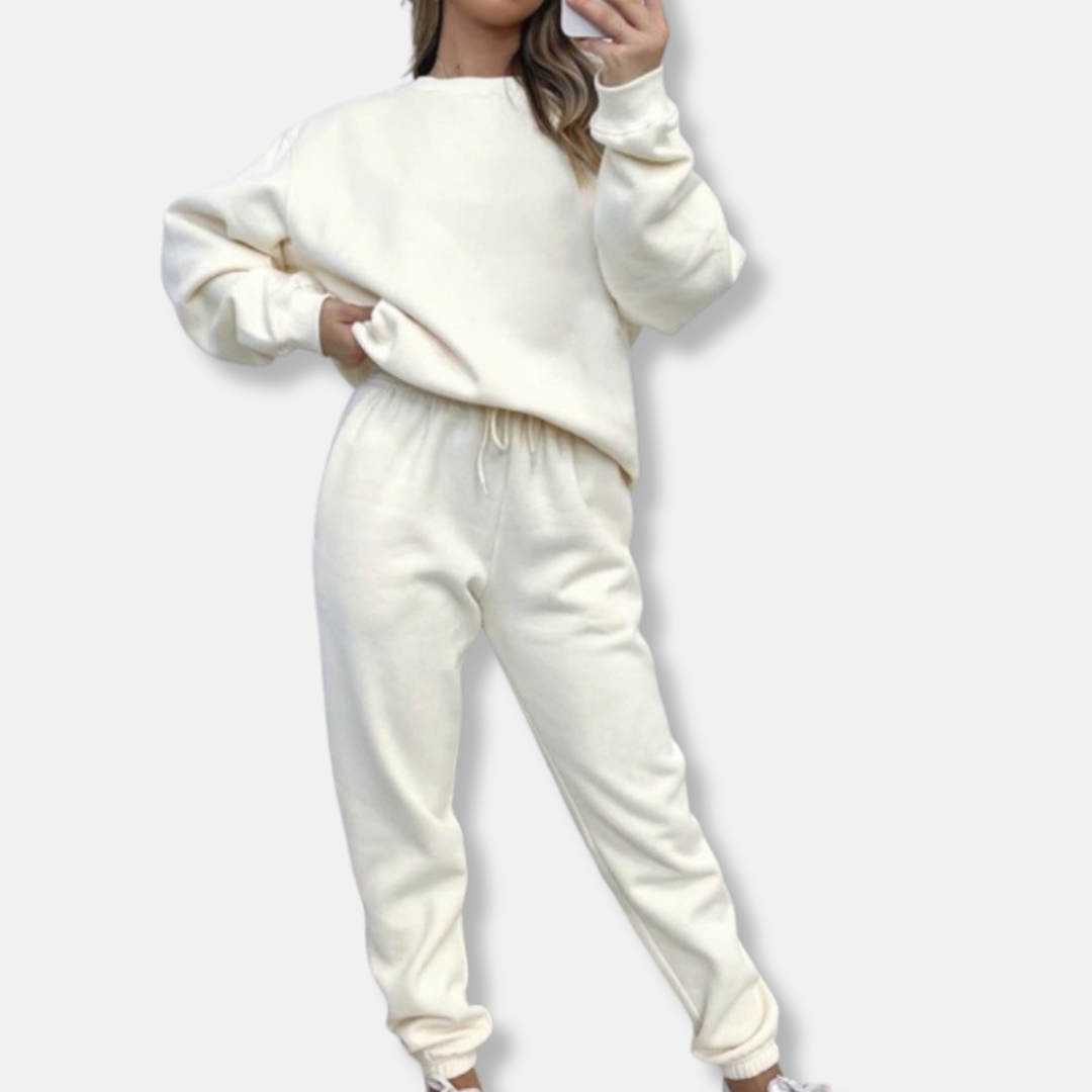 Women's cotton blend two-piece set relaxed fit elastic drawstring waist casual coordinated outfit