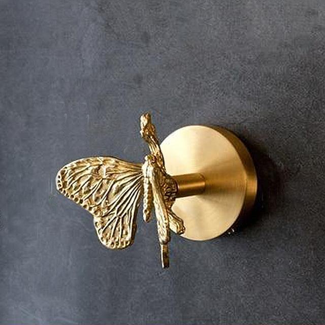 Brass bird-shaped coat hook gold-tone wall organizer with sculptural elegant design for home decor