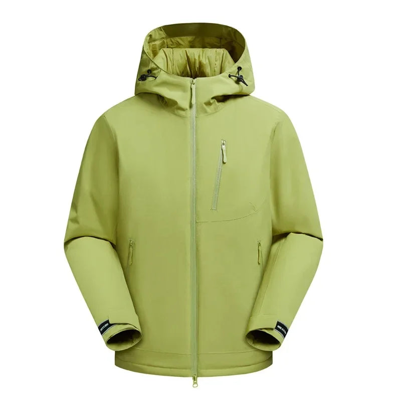 Men's windproof hooded ski jacket thickened cotton loose fit winter coat for outdoor warmth