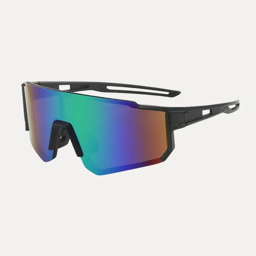 Windproof polarized cycling sunglasses with UV protection, secure wraparound fit for cyclists