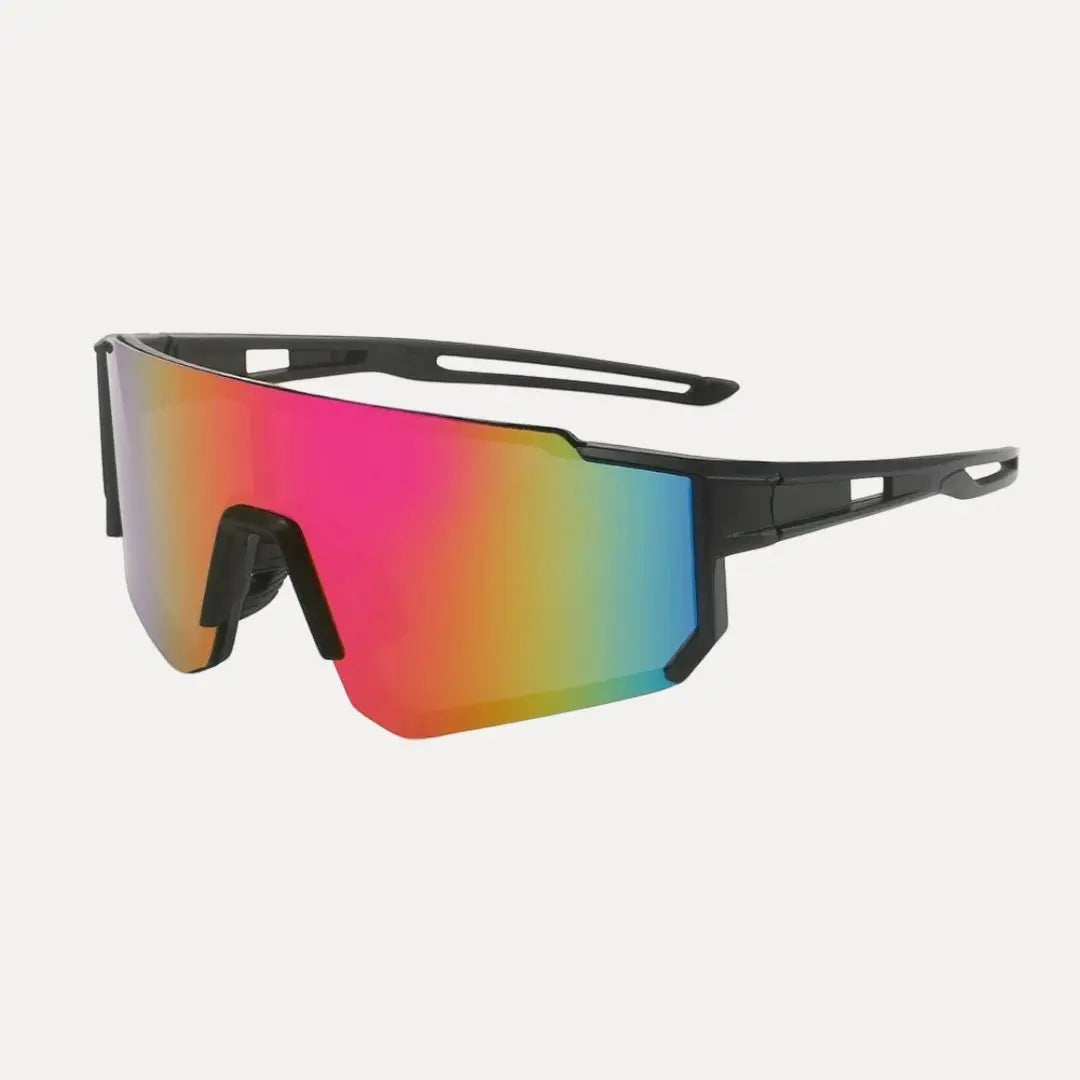 Windproof polarized cycling sunglasses with UV protection, secure fit, and wraparound wind-shield design