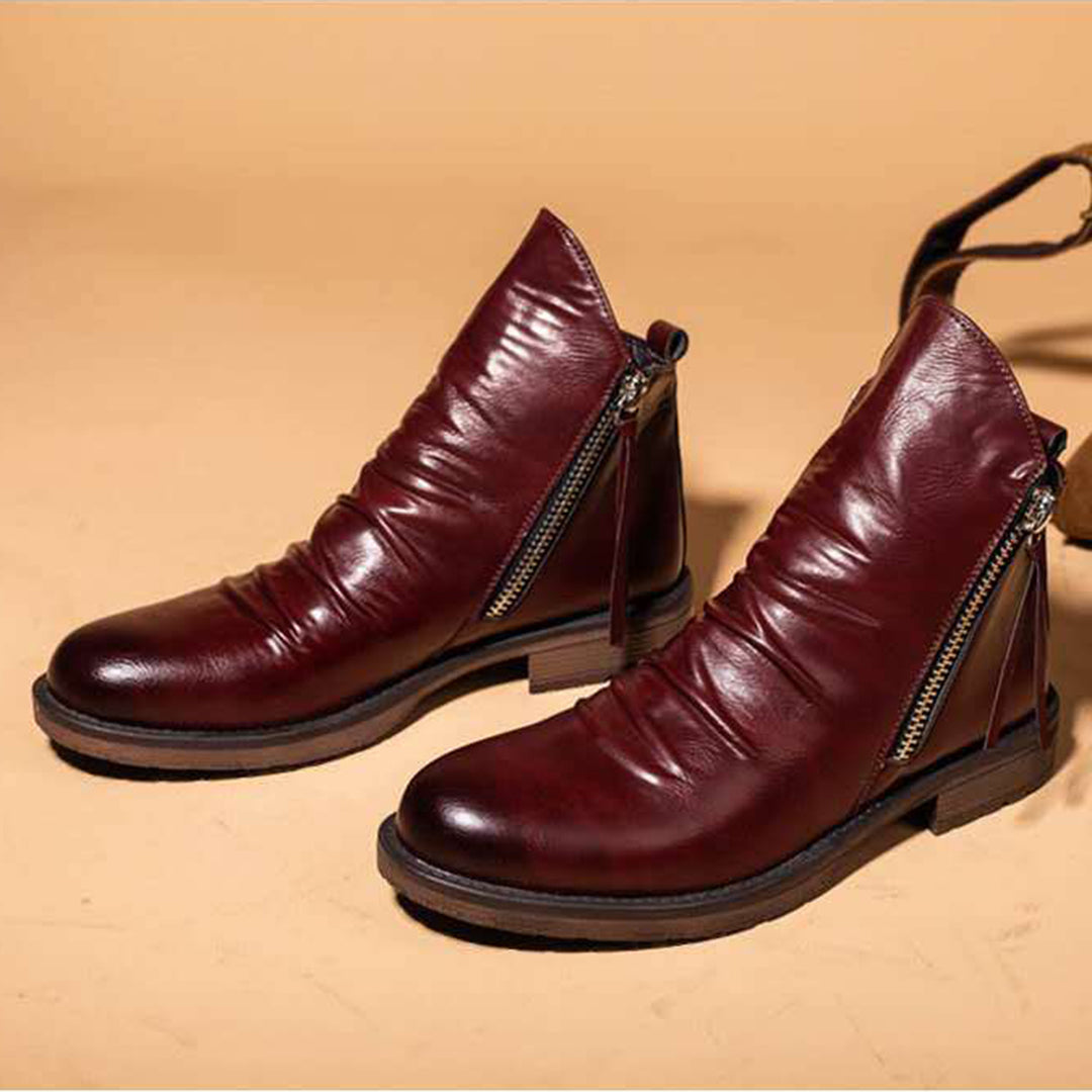 Men's casual autumn ankle boots loose silhouette side zip closure durable slip-on style