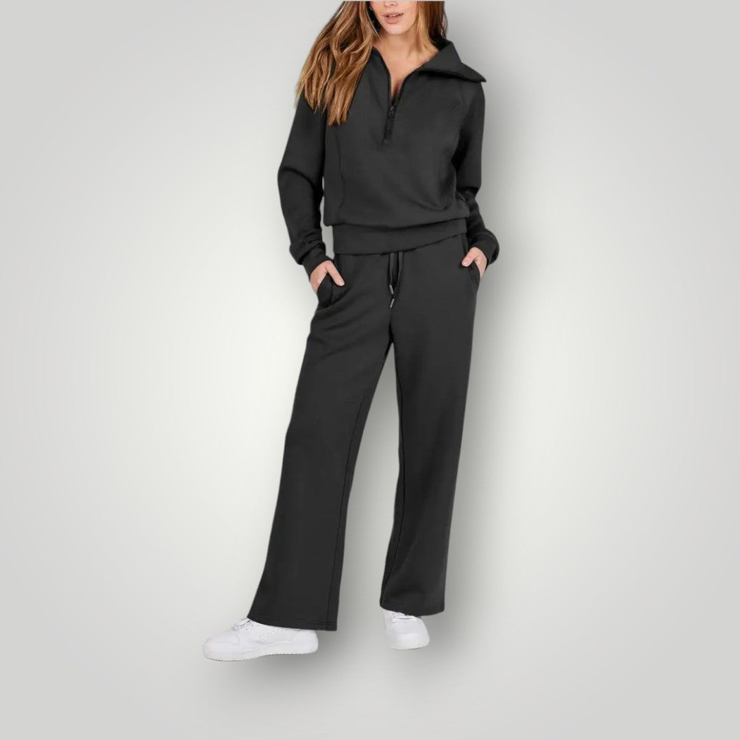 Luna | Women's Loungewear Set Half Zip Sweatshirt Wide Leg Pants