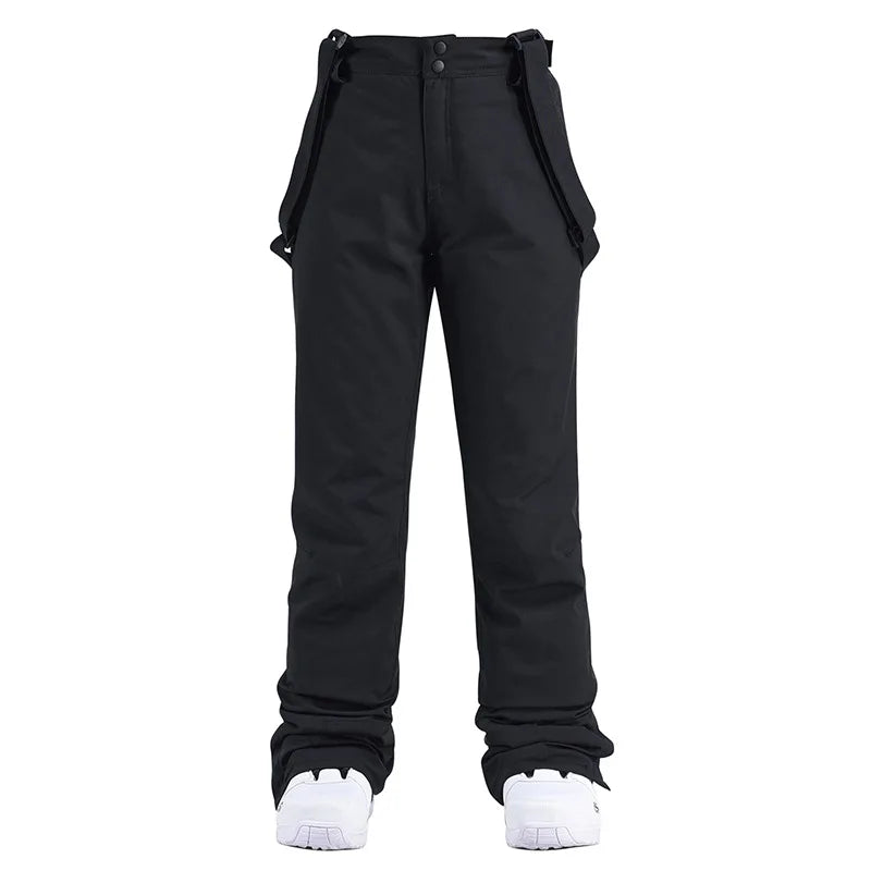 Unisex insulated ski pants with suspenders, windproof waterproof snow sport bib pants for winter