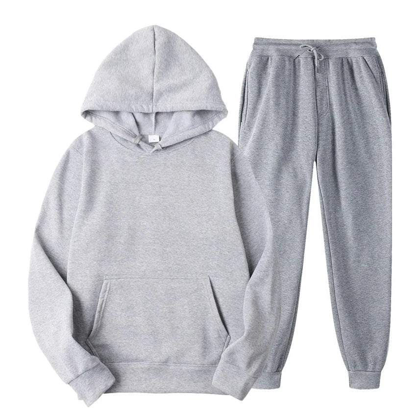 Men's winter tracksuit navy blue slim-fit long sleeve pullover and joggers moisture-wicking cold weather set