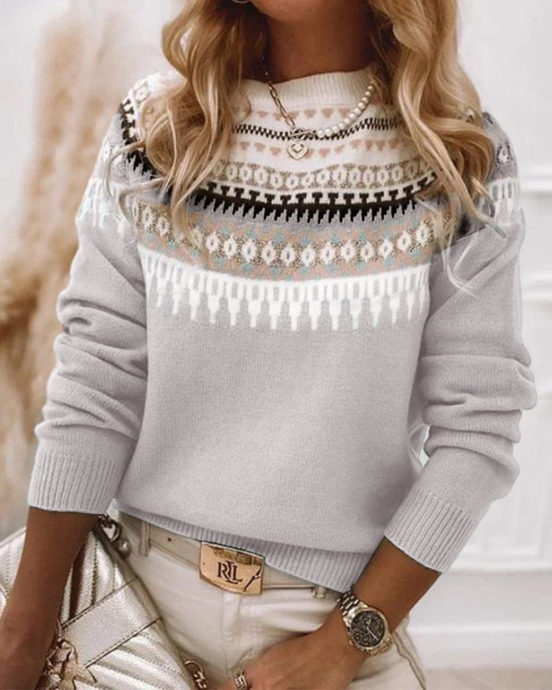 Women's cozy Scandinavian wool sweater minimalist pattern soft warm everyday elegance winter style