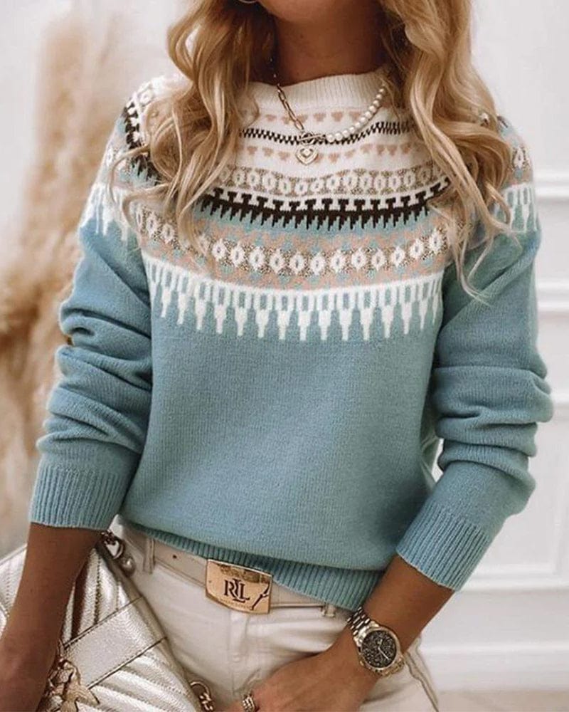Women's ivory wool sweater Scandinavian minimalist design cozy relaxed fit subtle pattern
