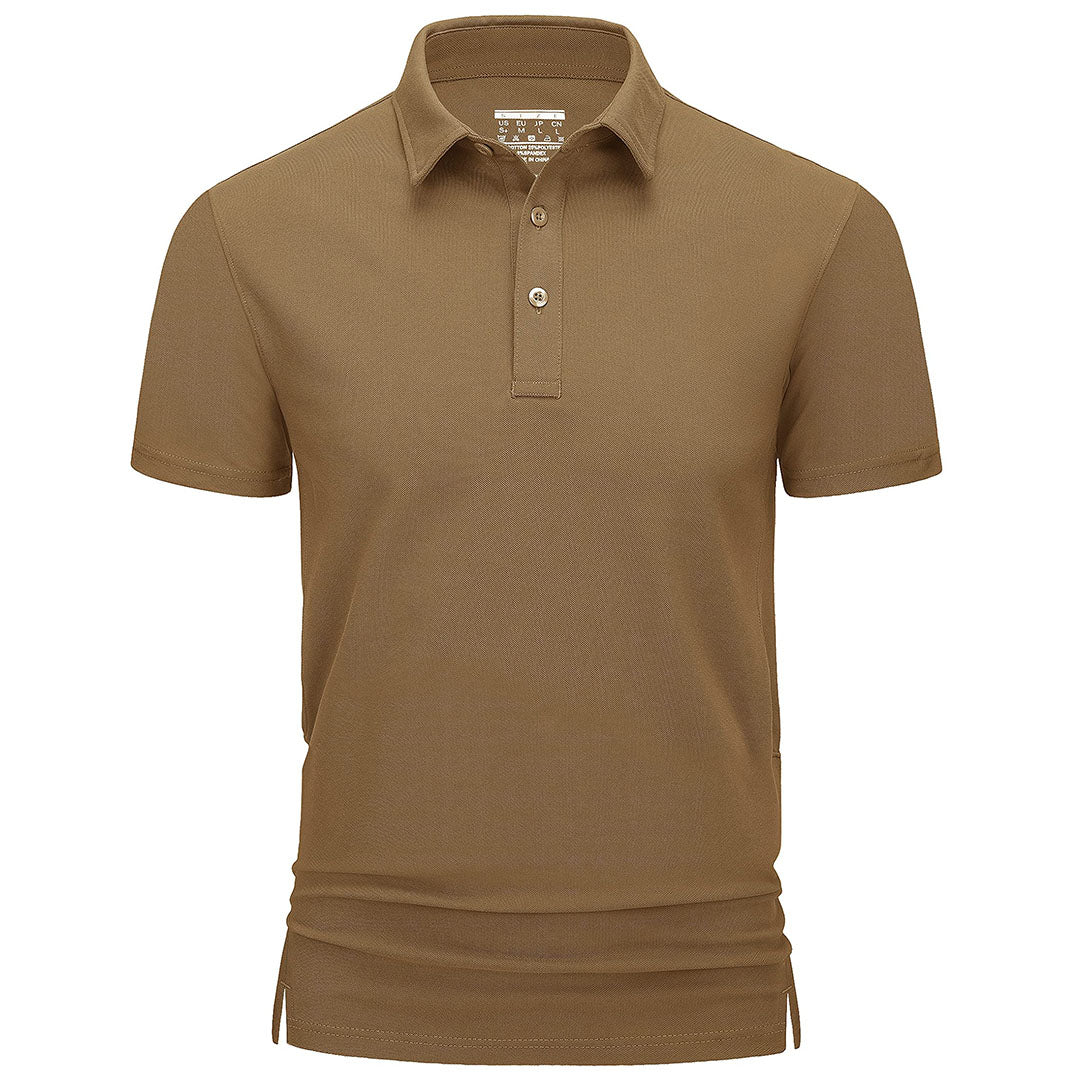 Men's quick-dry golf polo shirt breathable cotton blend with light stretch for active outdoor wear