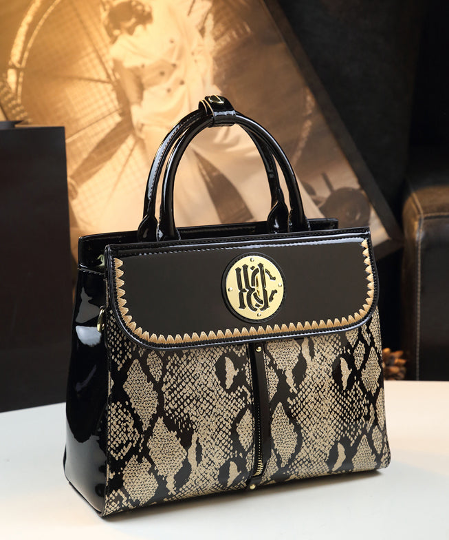 Sac fourre-tout en cuir de veau noir brodé pour femme, grande capacité - Urbann-Vibe