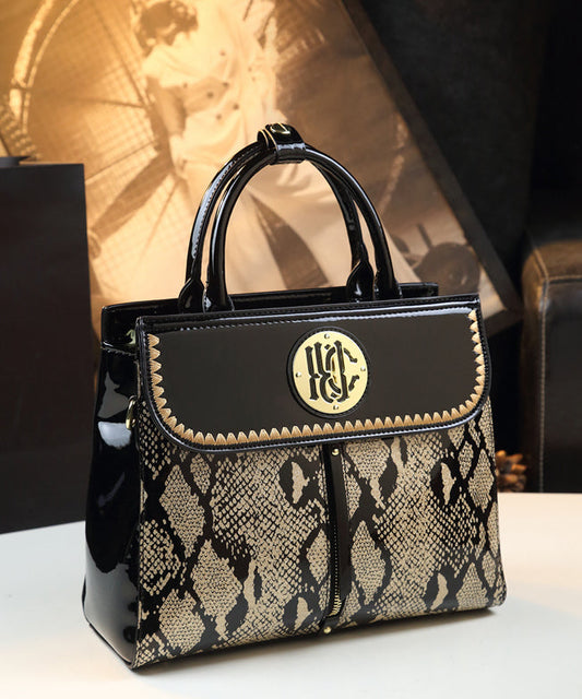 Sac fourre-tout en cuir de veau noir brodé pour femme, grande capacité - Urbann-Vibe