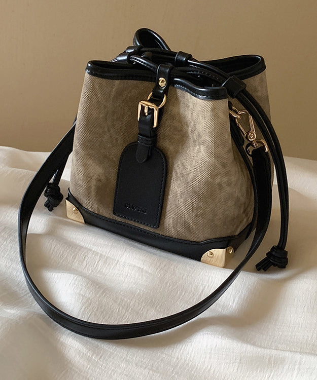 Sac seau à cordon en similicuir noir pour femme - Urbann-Vibe