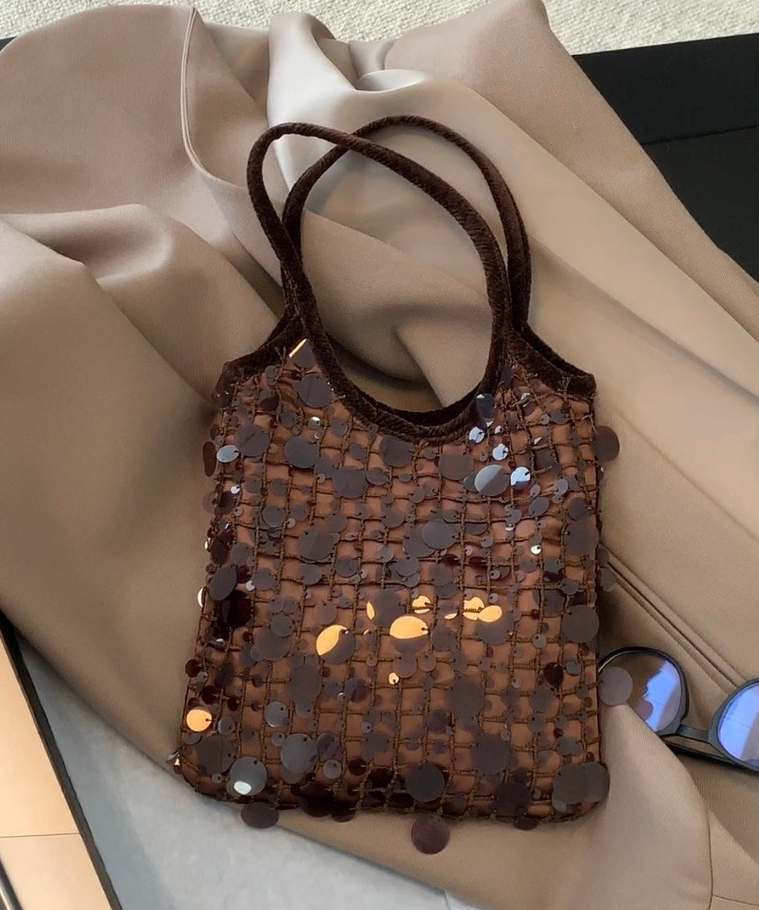 Sac fourre-tout en coton à paillettes marron pour femme - Urbann-Vibe
