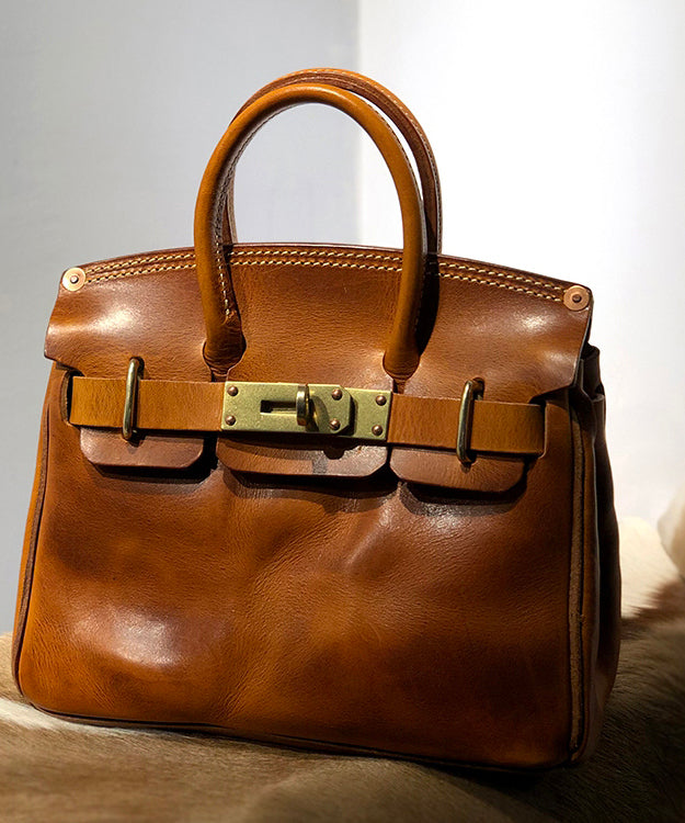 Sac fourre-tout en cuir doré pour femme, couleur marron, solide et durable, patchwork - Urbann-Vibe