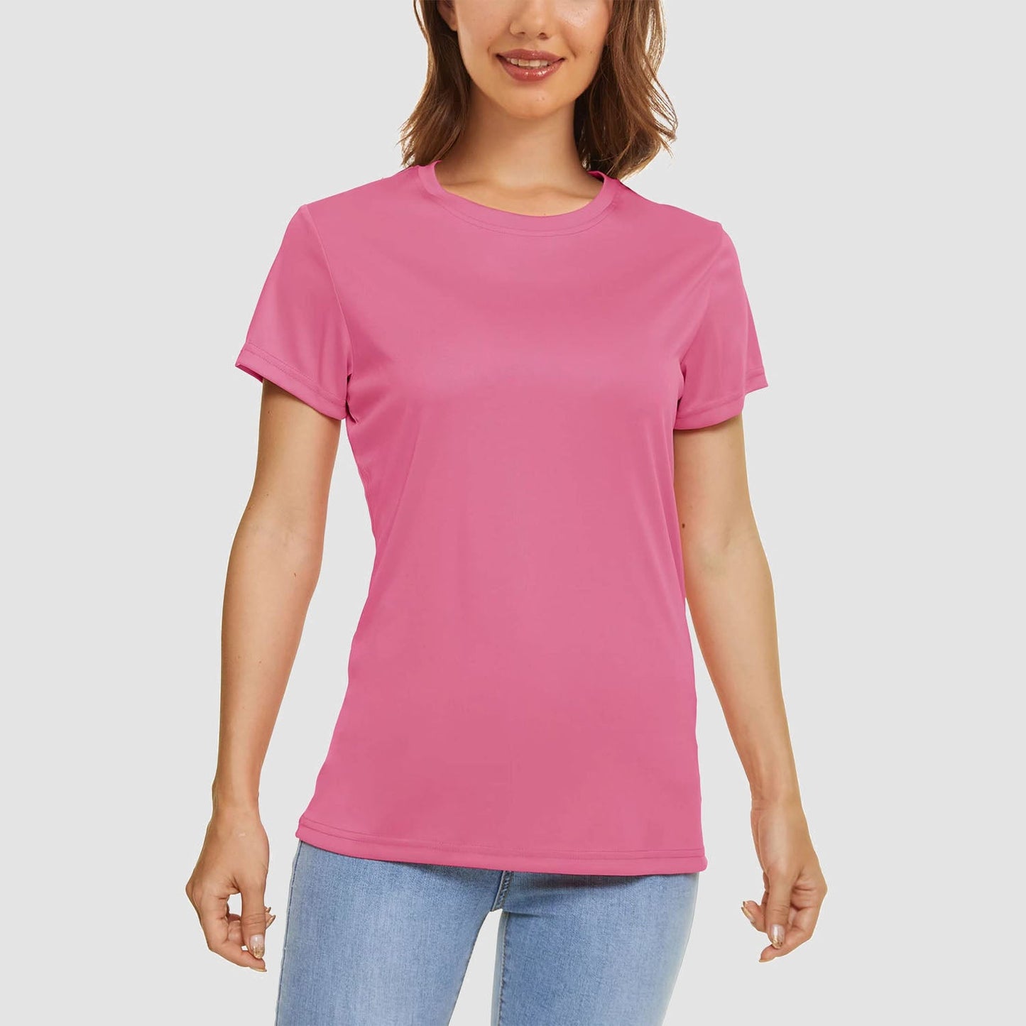Women's UPF 50+ quick-dry lightweight tee for outdoor sports, breathable UV protection shirt