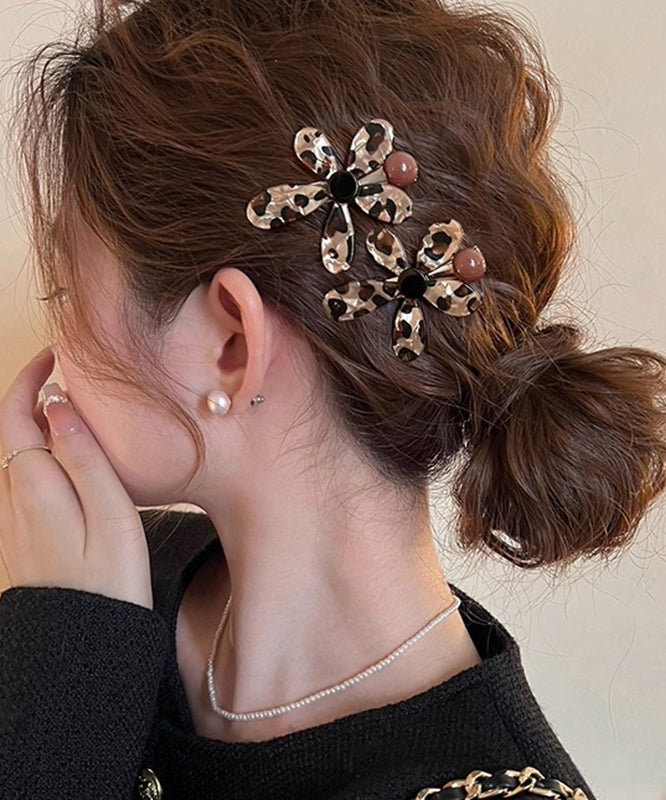 Épingle à cheveux florale en alliage métallique léopard pour femme - Urbann-Vibe