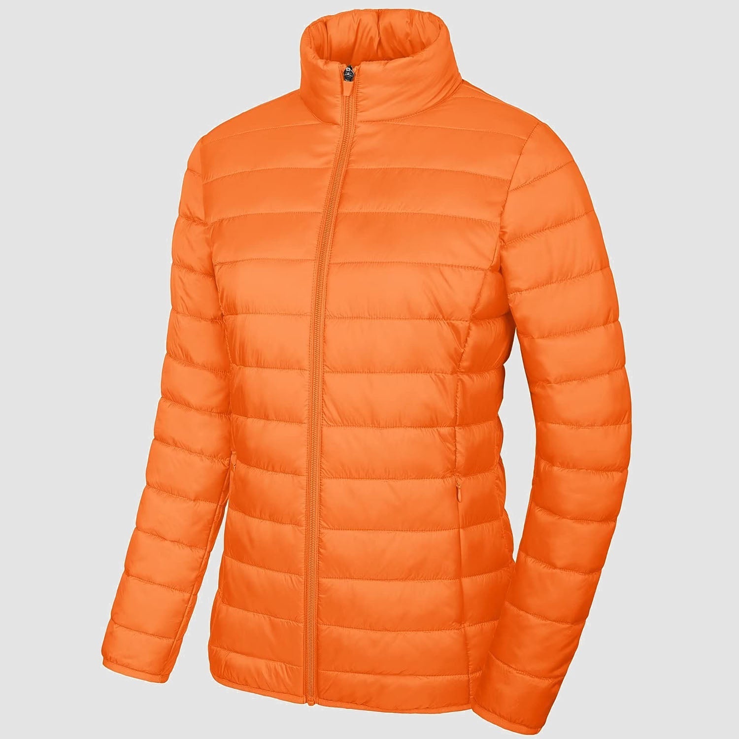 Women's lightweight quilted puffer jacket full zip water-resistant winter coat streamlined silhouette