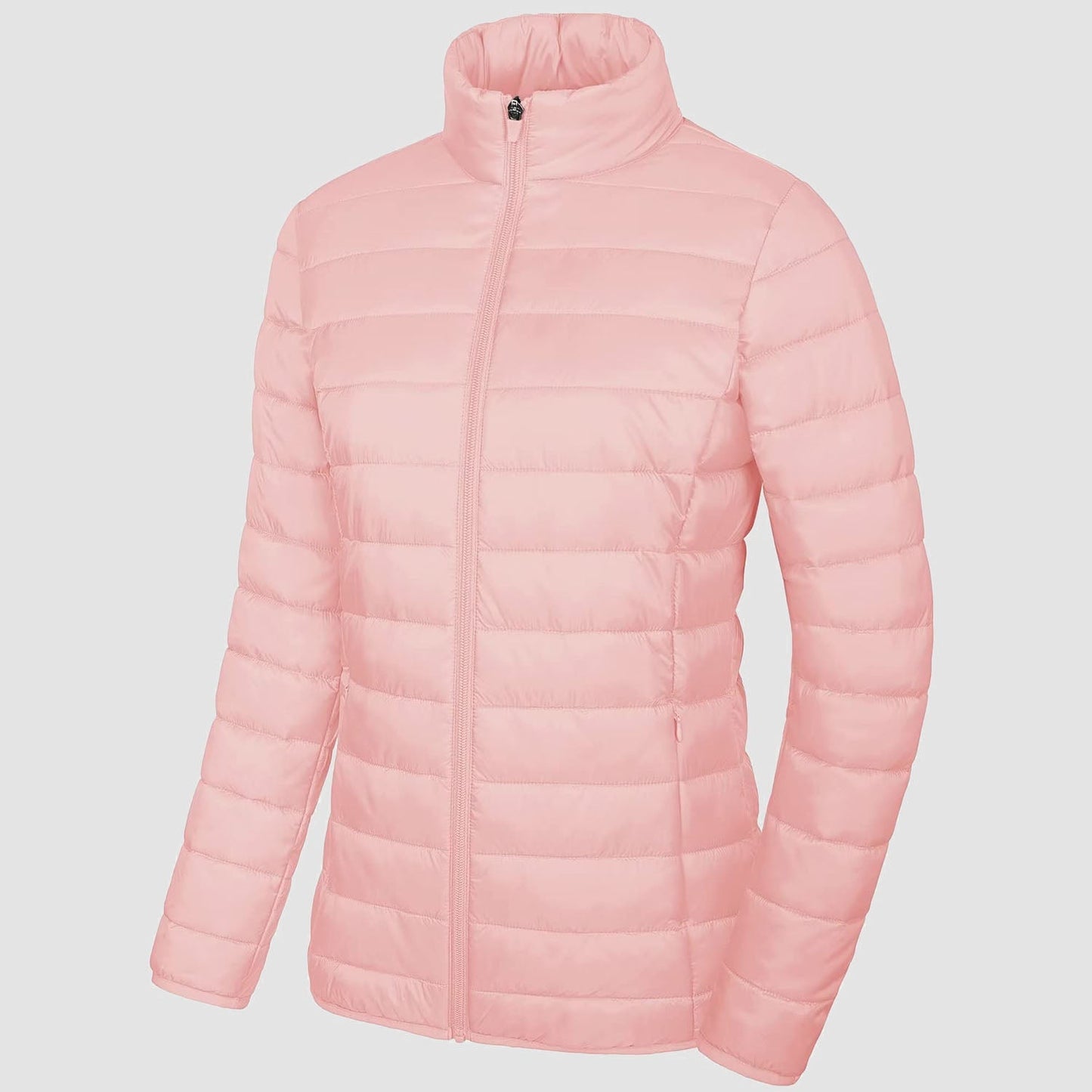 Women's lightweight quilted puffer jacket full zip water-resistant winter coat slim fit