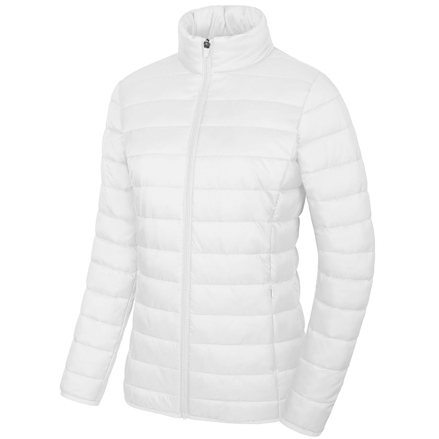 Women's lightweight quilted puffer jacket full zip water-resistant winter coat slim silhouette