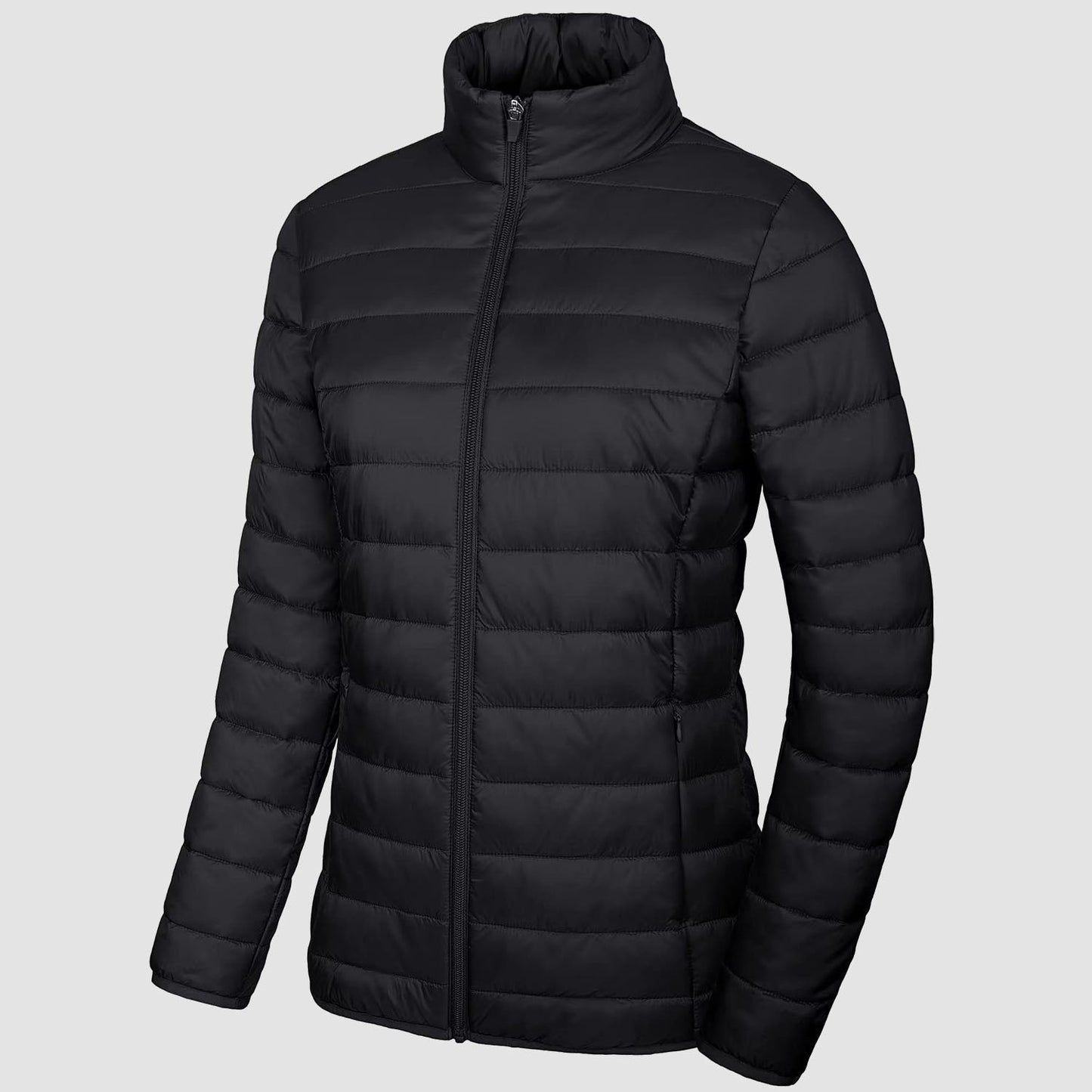 Women's lightweight quilted puffer jacket full zip water-resistant winter coat streamlined silhouette