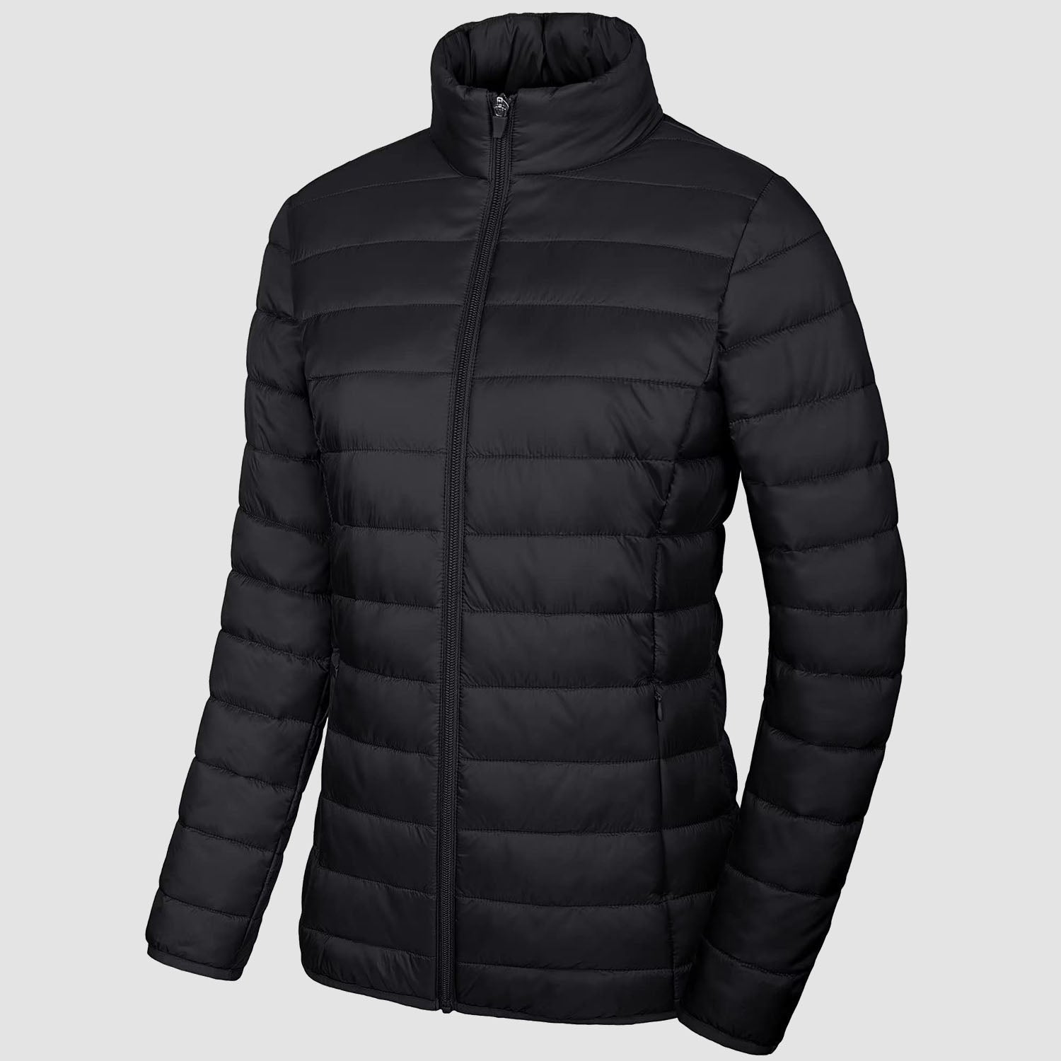 Women's lightweight quilted puffer jacket full zip water-resistant winter coat streamlined silhouette