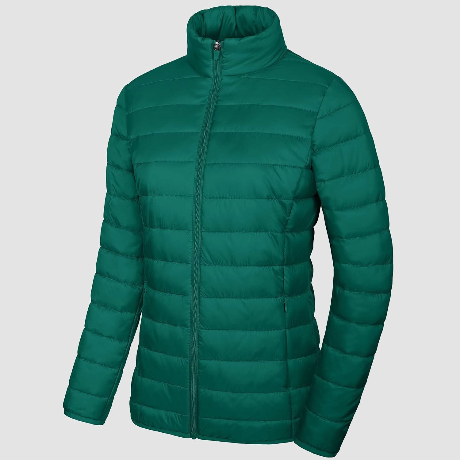 Women's lightweight quilted puffer jacket full zip water-resistant winter coat slim silhouette