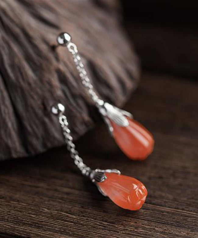 Boucles d'oreilles pendantes en soie, argent sterling et jade pour femmes - Urbann-Vibe