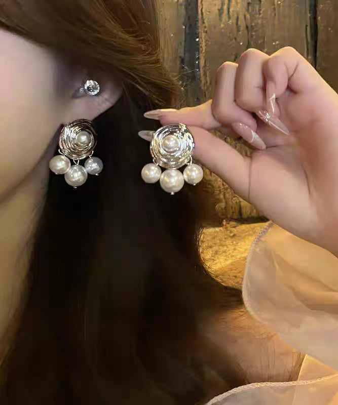 Boucles d'oreilles à tige en soie et argent sterling avec perles pour femmes - Urbann-Vibe