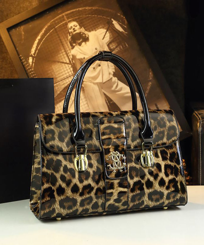 Sac fourre-tout élégant en cuir de veau gaufré léopard pour femme - Urbann-Vibe