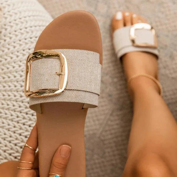 Women's slip-on sandals open supportive design adjustable strap everyday casual warm-weather comfort