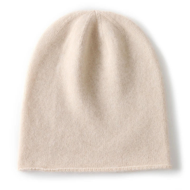 Women's cashmere blend slouch beanie soft knit drape minimal silhouette everyday cold-weather style