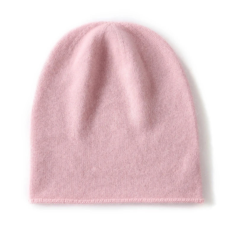 Women's cashmere blend slouch beanie soft knit hat minimal silhouette drapes naturally non-bulky