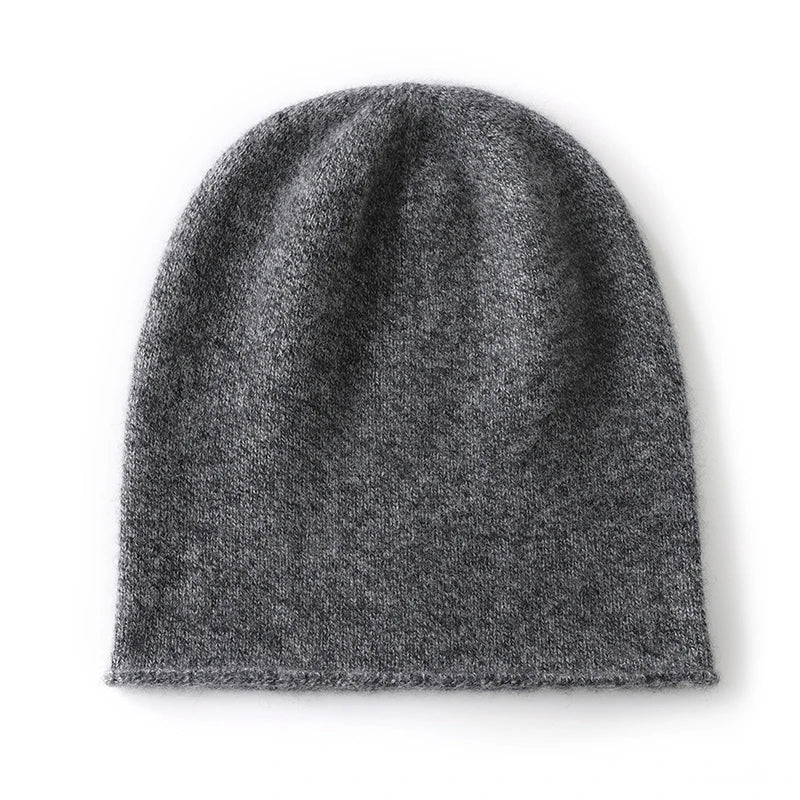 Women's cashmere blend slouch beanie soft knit hat minimal silhouette drapes naturally for everyday warmth