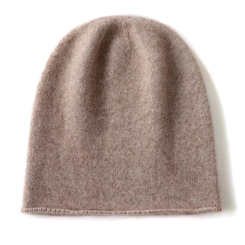 Women's cashmere blend slouch beanie soft knit hat minimal silhouette drapes naturally everyday warmth