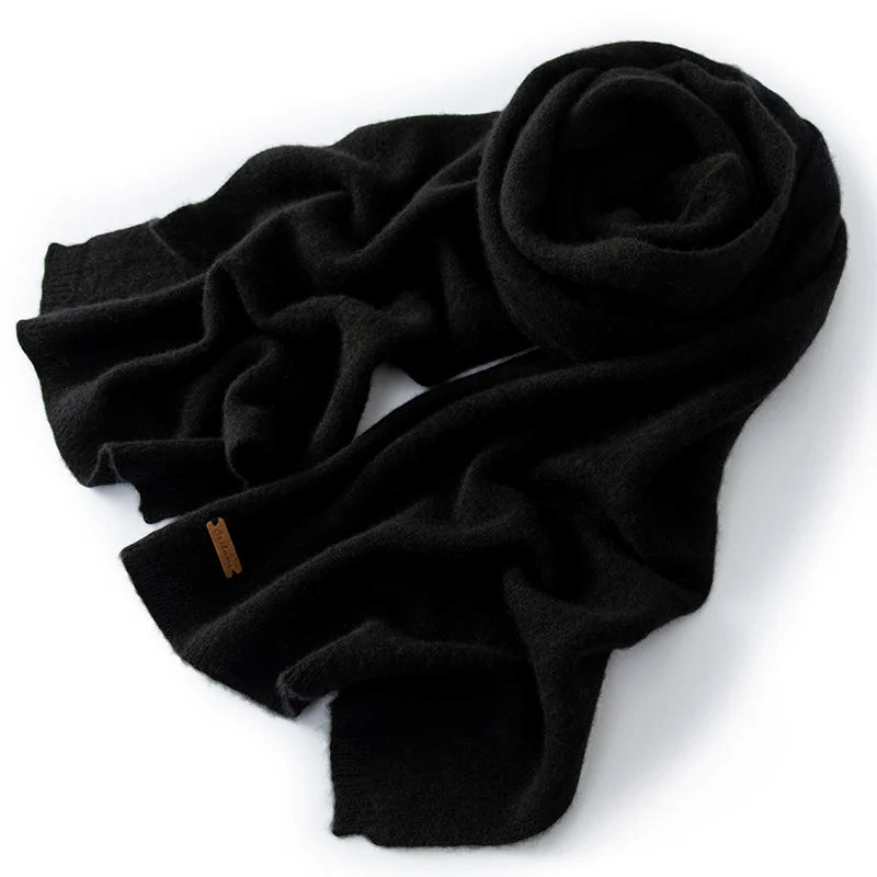 Women's pure cashmere winter scarf in elegant neutral tones with luxurious soft drape