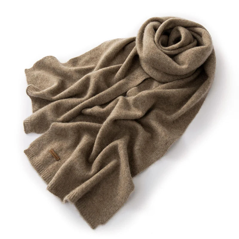Women's pure cashmere winter scarf in elegant neutral tones with luxurious soft drape