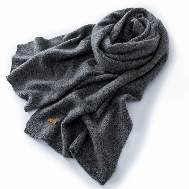 Women's pure cashmere winter scarf in elegant neutral tones with luxurious soft drape