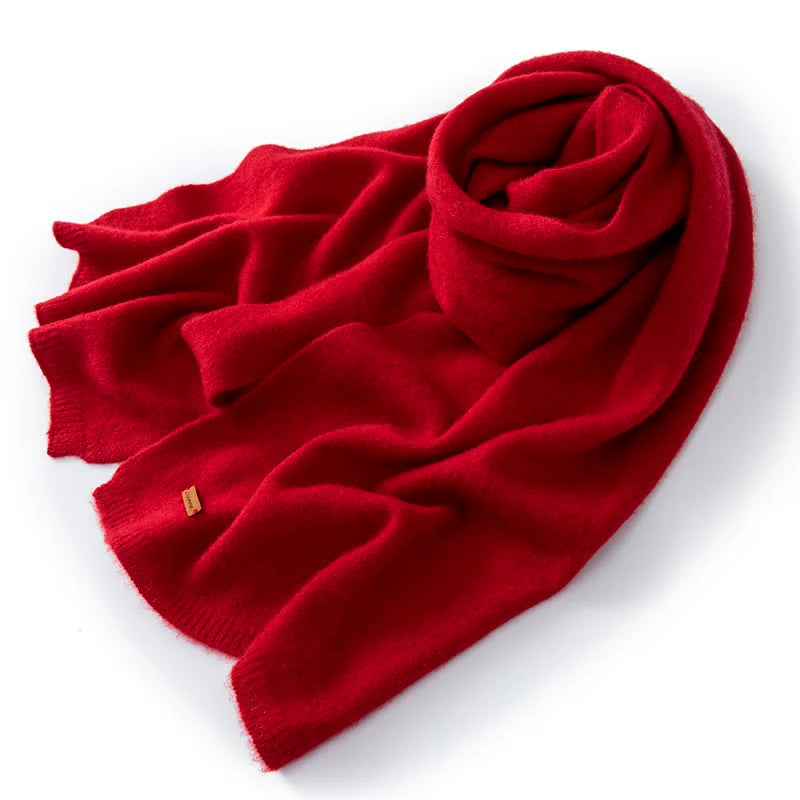 Women's pure cashmere winter scarf in elegant neutral tones with luxurious soft drape