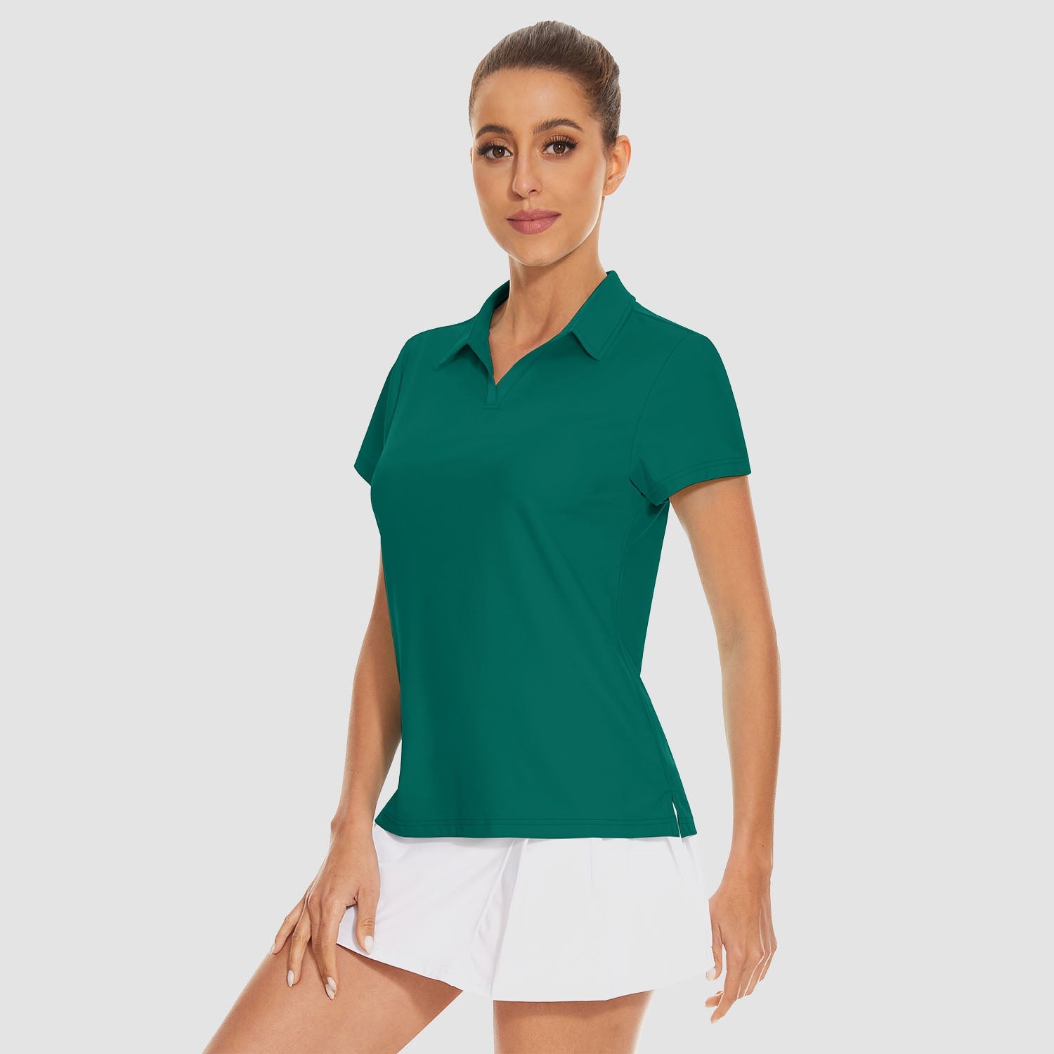 Women's golf polo shirt UPF 50+ V-neck collar quick-dry 4-way stretch lightweight breathable fabric