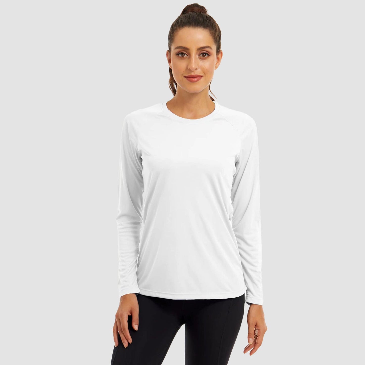 Women's UPF 50+ lightweight quick-dry sun shirt, crew neck raglan sleeve outdoor long sleeve top