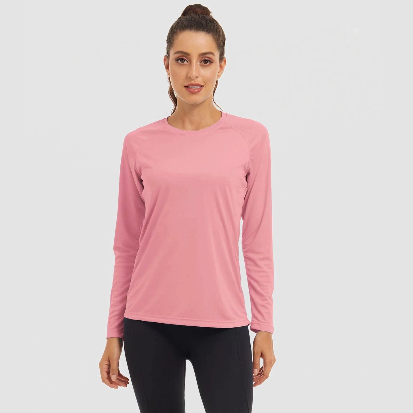 Women's UPF 50+ lightweight quick-dry sun shirt, crew neck raglan sleeve outdoor top