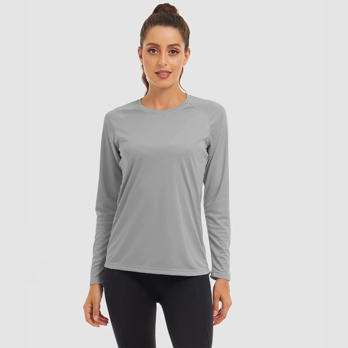 Women's UPF 50+ lightweight quick-dry sun shirt, crew neck raglan sleeve, breathable outdoor protection