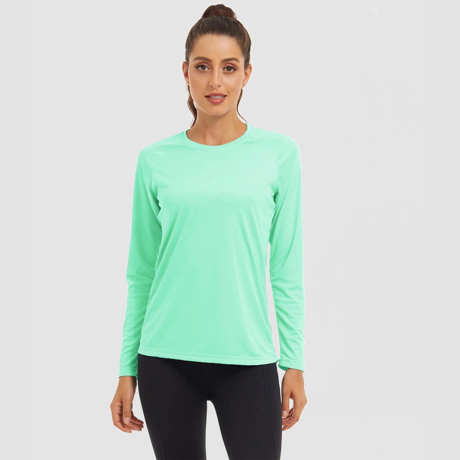 Women's UPF 50+ lightweight quick-dry sun shirt crew neck raglan sleeve outdoor protection
