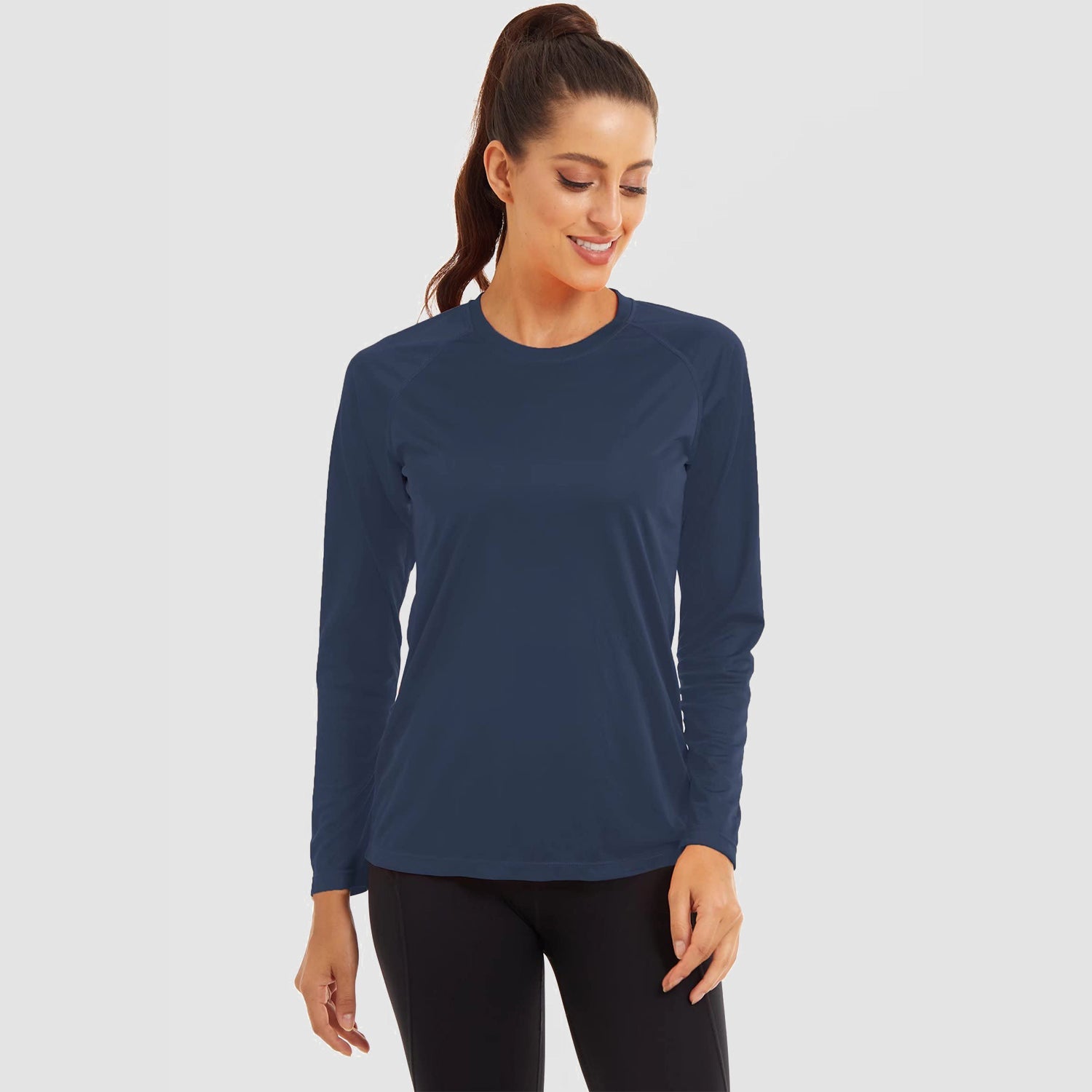 Women's UPF 50+ lightweight quick-dry long sleeve sun shirt crew neck raglan sleeve outdoor top